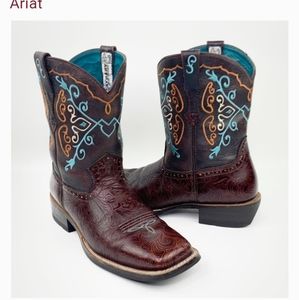 ARIAT FATBABY EMBOSSED EMBROIDERED LEATHER WESTERN BOOTS Size 8.5